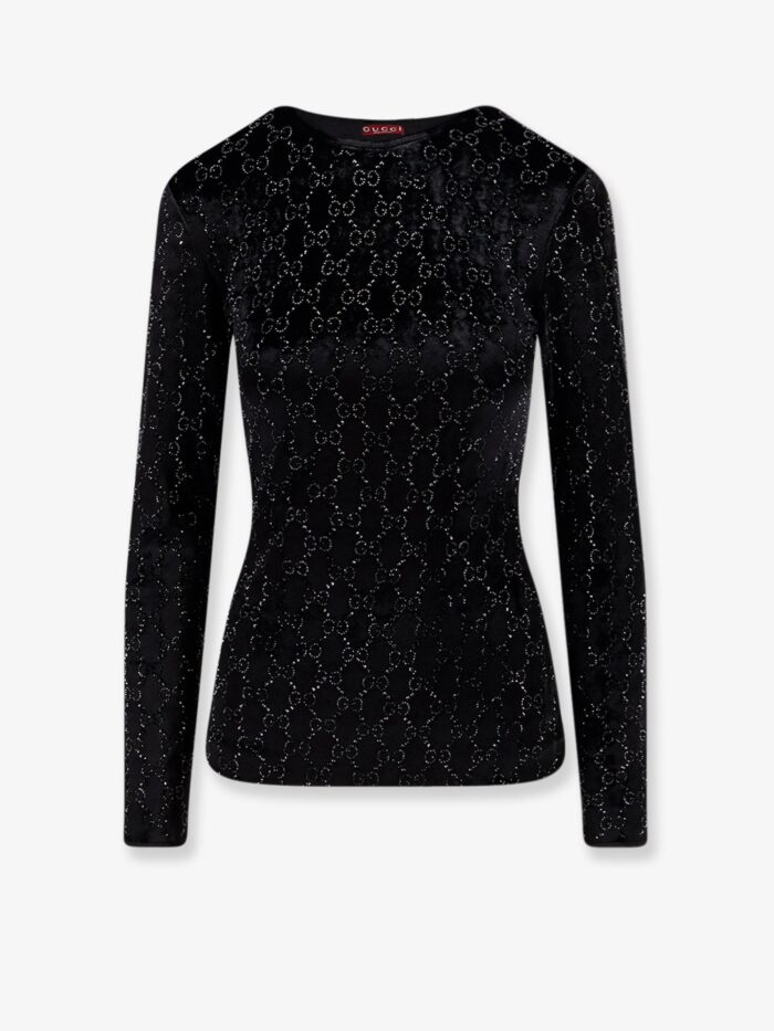 Gucci Chenille Top With All-over Crystal GG Motif