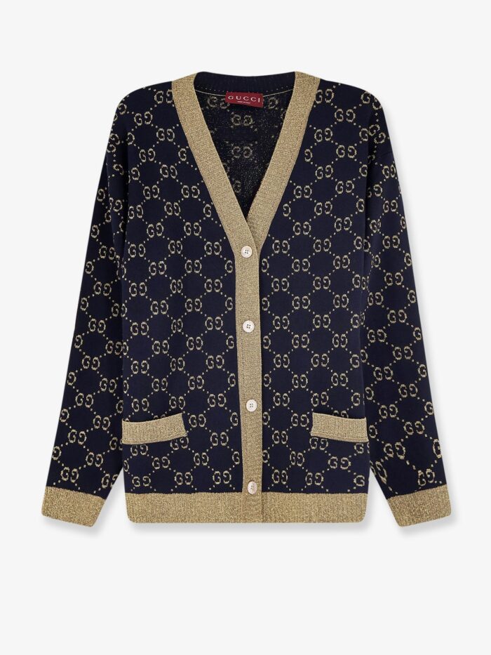 Gucci Cotton Blend Cardigan With All-over GG Logo