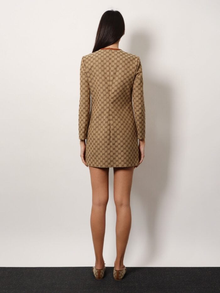 Gucci Cotton Blend Dress With All-over Gg Print
