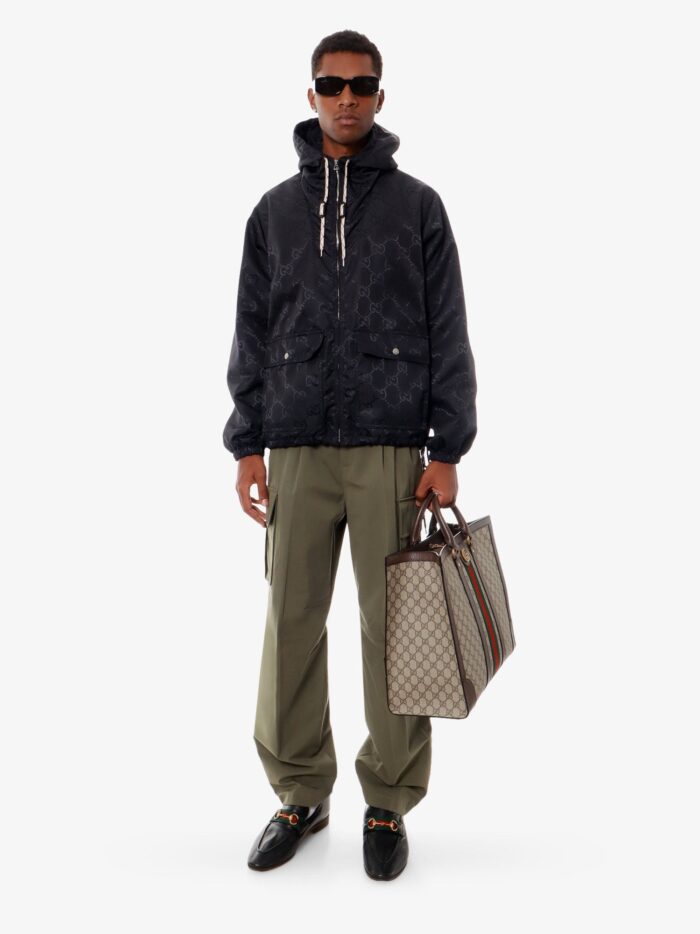 Gucci Cotton Cargo Trouser With Gg Fabric Inserts