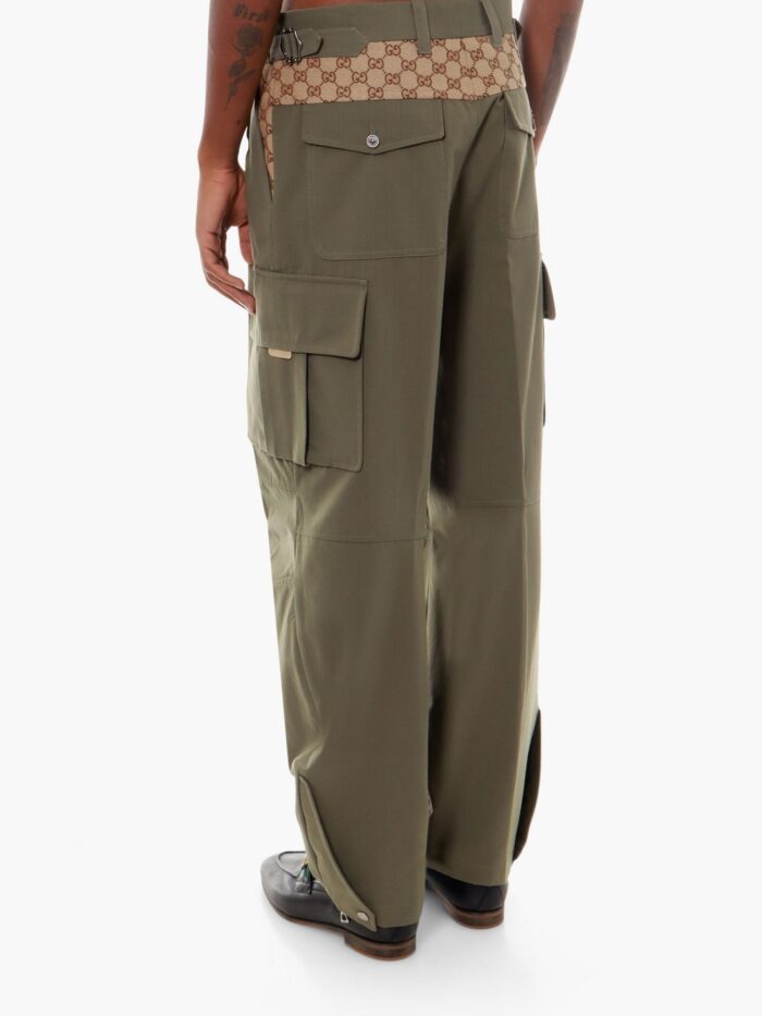 Gucci Cotton Cargo Trouser With Gg Fabric Inserts
