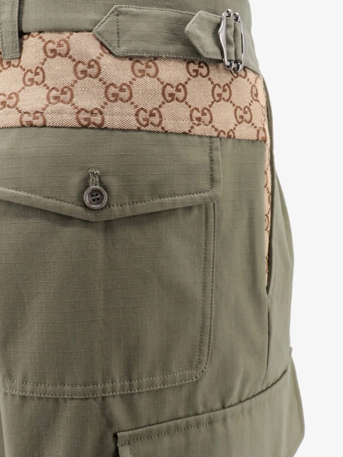 Gucci Cotton Cargo Trouser With Gg Fabric Inserts