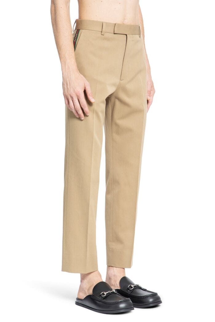 GUCCI Cotton Garbardine Web Trousers