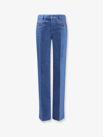 Gucci Cotton Jeans With Iconic Frontal Horsebits