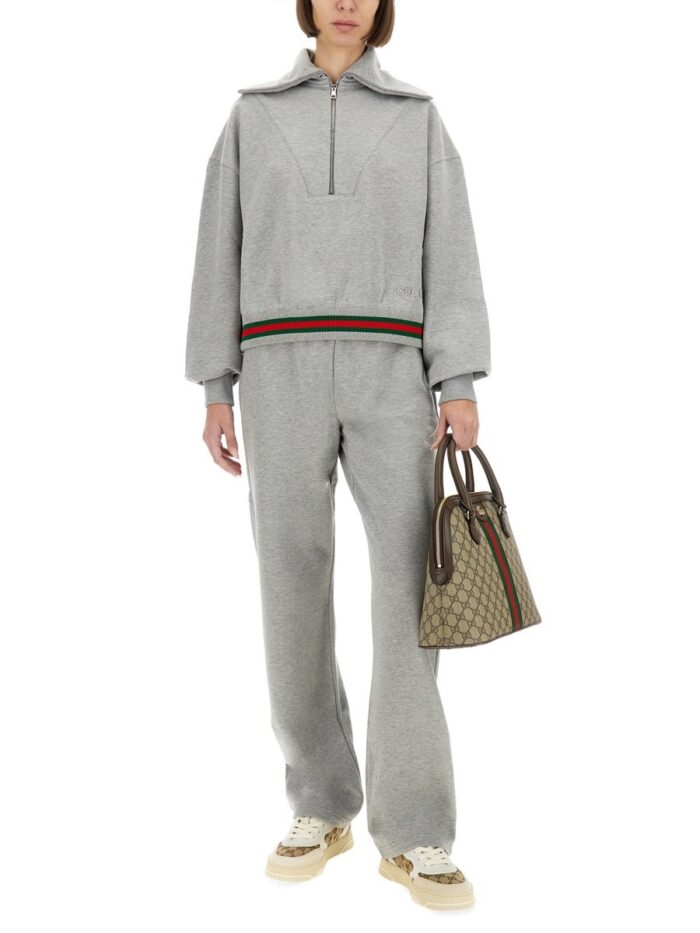 Gucci COTTON JERSEY SWEATSHIRT WITH WEB RIBBON