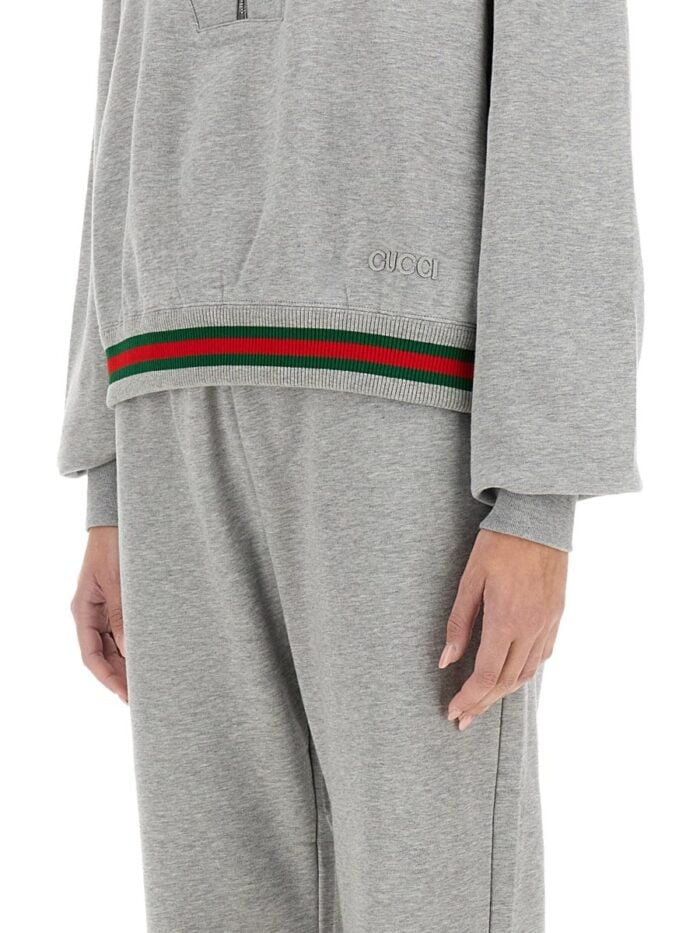 Gucci COTTON JERSEY SWEATSHIRT WITH WEB RIBBON