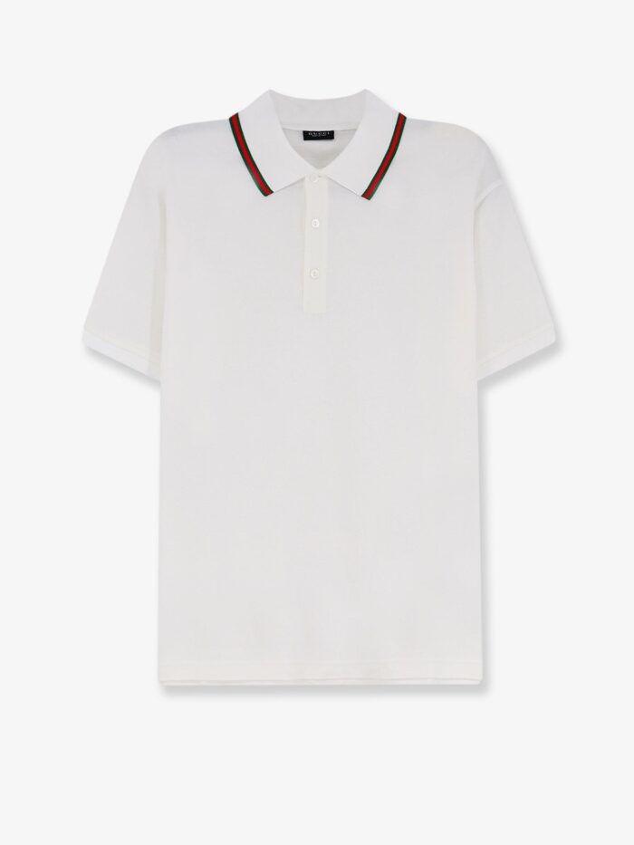 gucci cotton polo shirt with nastro web detail on the collar Gucci Cotton Polo Shirt With Nastro Web Detail On The Collar