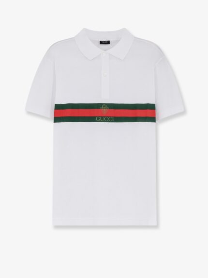 Gucci Cotton Polo Shirt With Web Print On The Front