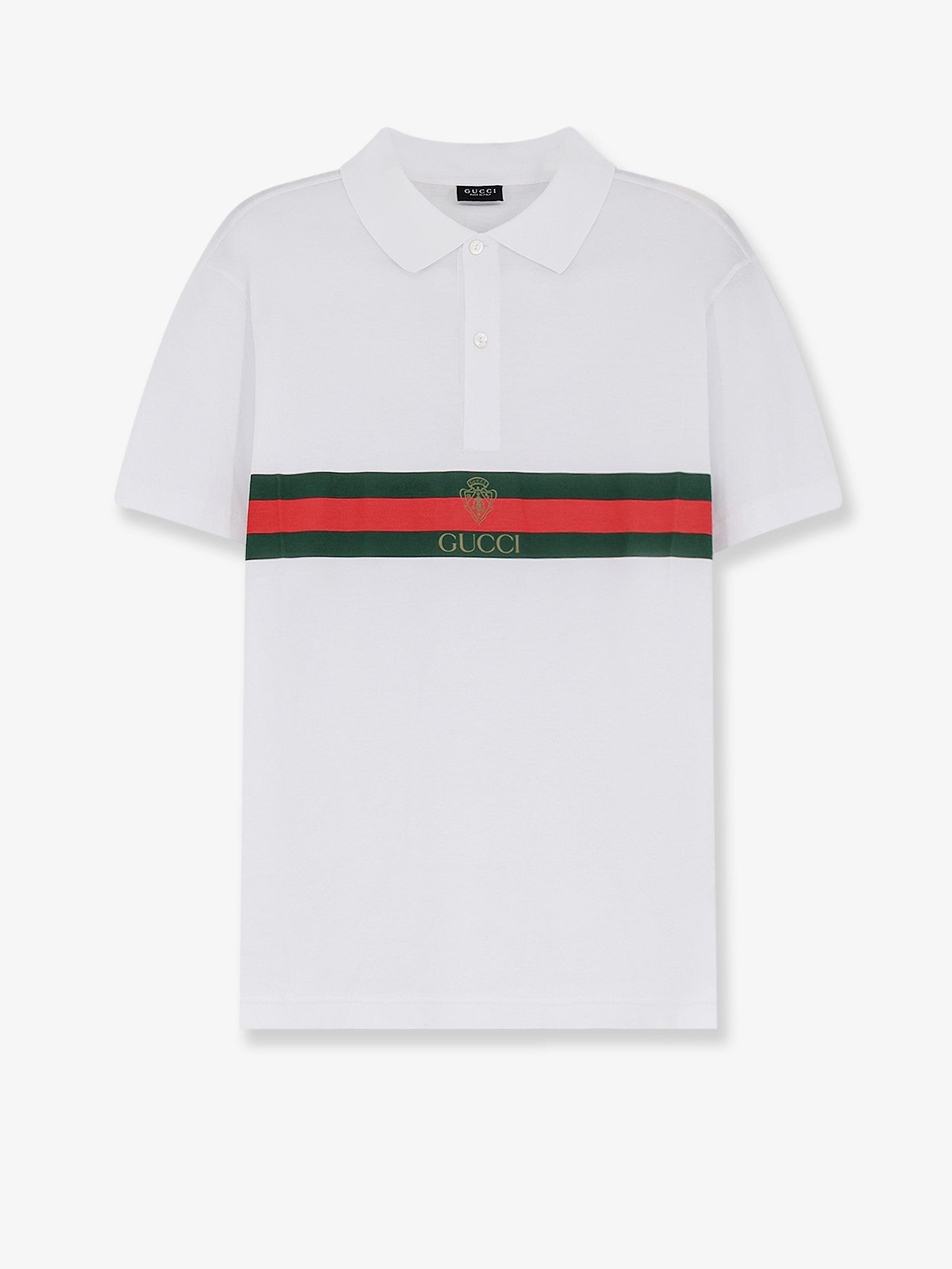 Gucci Cotton Polo Shirt With Web Print On The Front