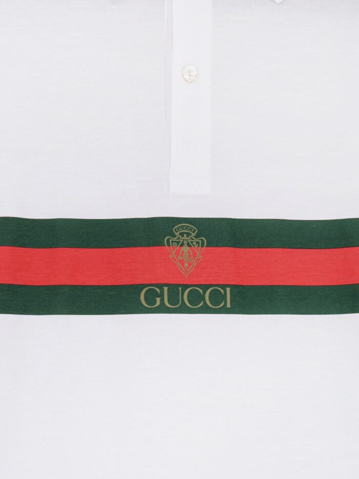 Gucci Cotton Polo Shirt With Web Print On The Front