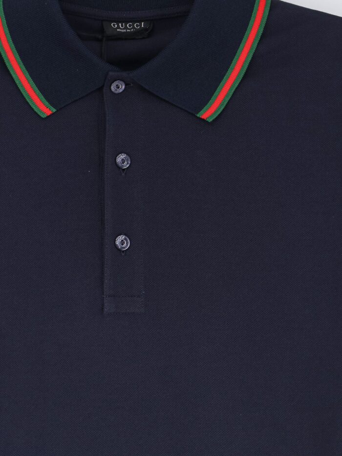 Gucci Cotton Polo With Nastro Web Detail On The Collar