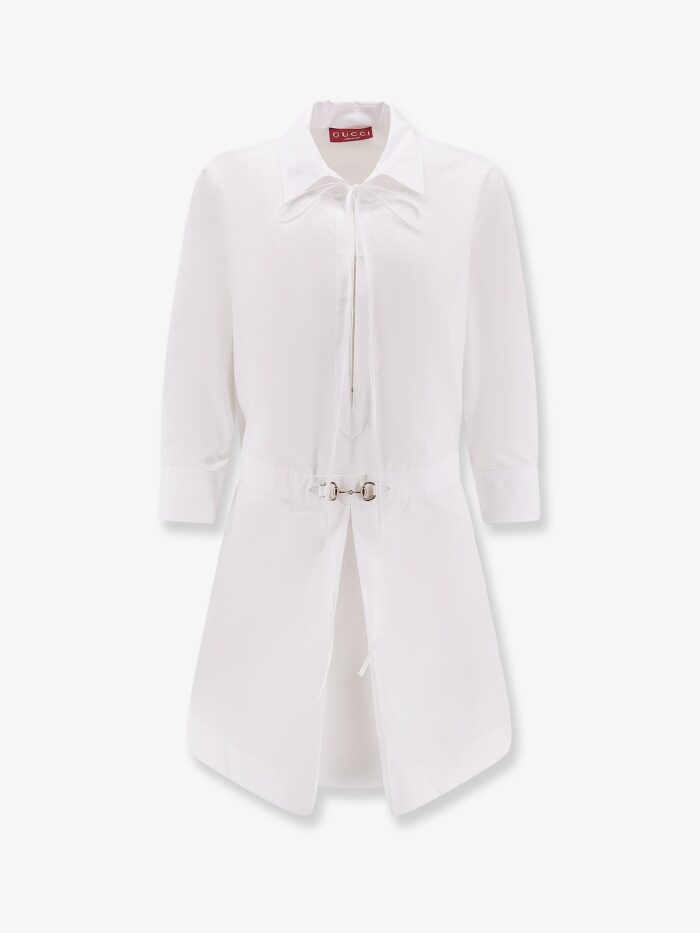 Gucci Cotton Short Dress With Horsebit Detail