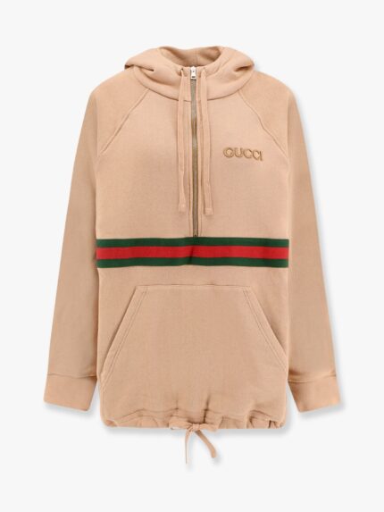 Gucci Cotton Sweashirt With Frontal Logo And Web Band