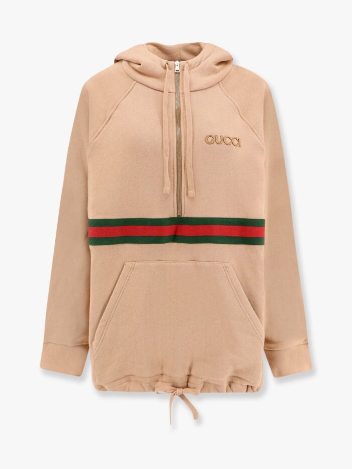 Gucci Cotton Sweashirt With Frontal Logo And Web Band