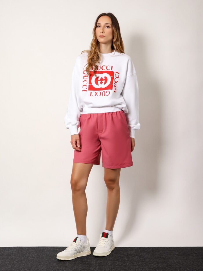 Gucci Cotton Sweatshirt With Frontal Flocked Logo