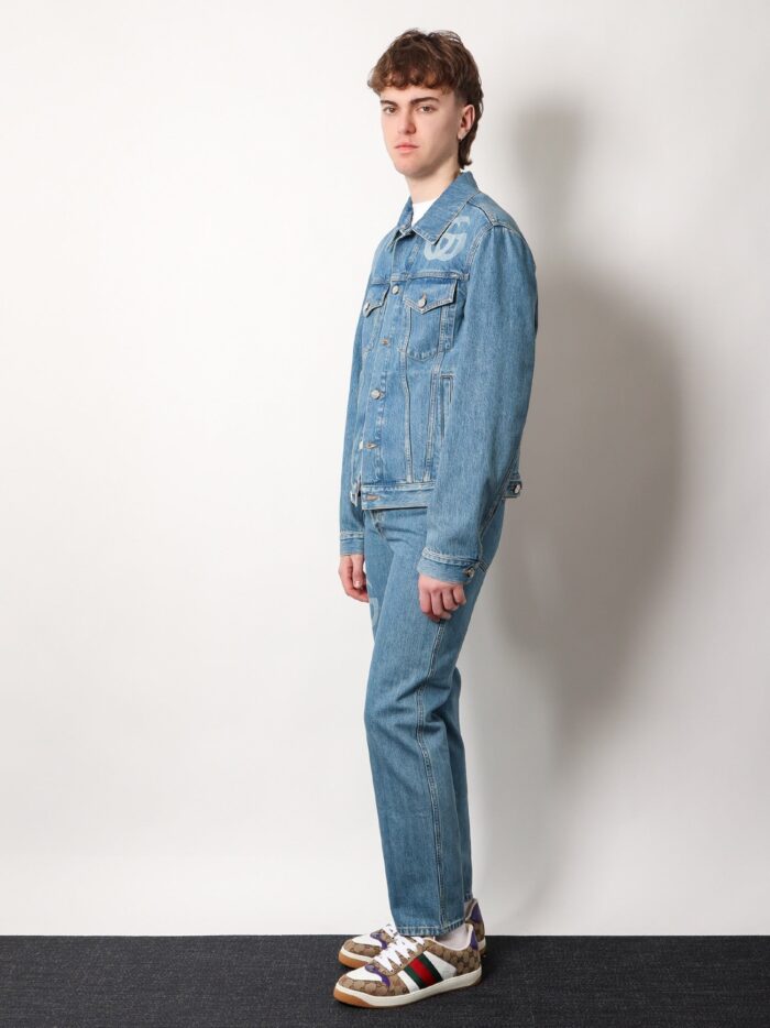 Gucci Denim Jacket With Lasered Double G