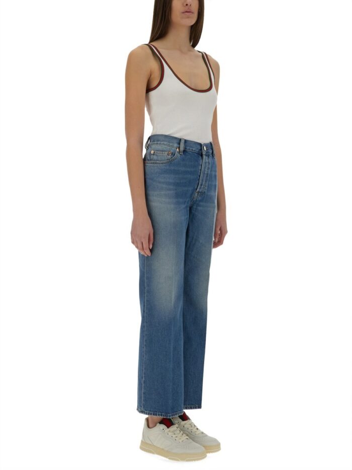 Gucci DENIM PANTS WITH LOGO LABEL