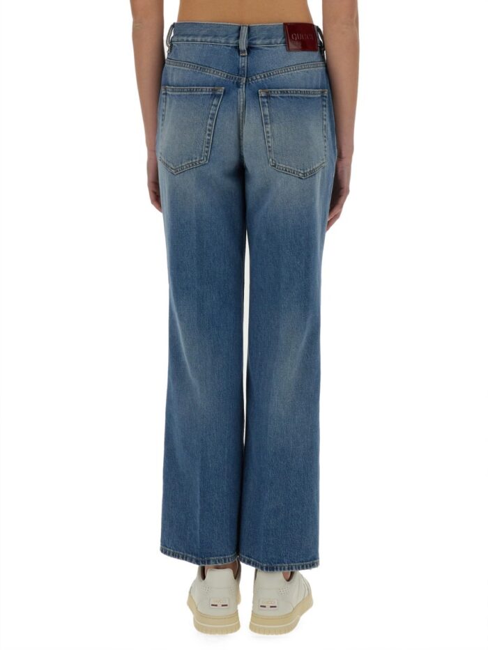 Gucci DENIM PANTS WITH LOGO LABEL