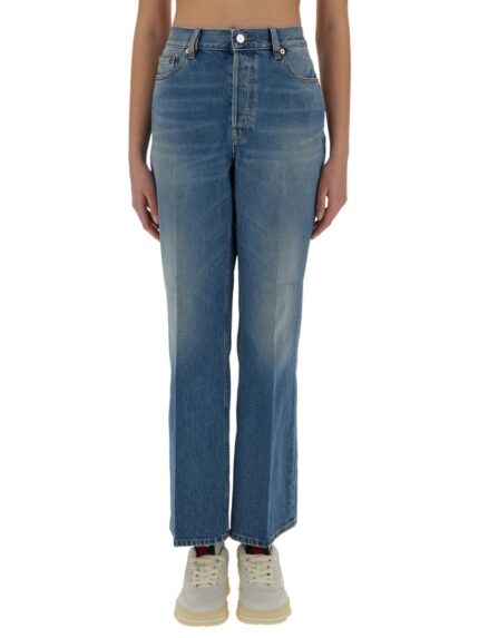 Gucci DENIM PANTS WITH LOGO LABEL