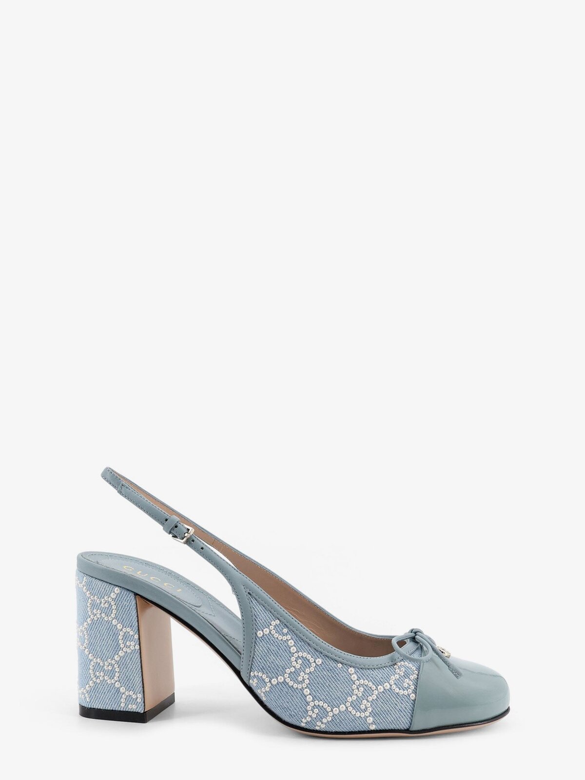 Gucci Denim Pumps With All-over Logo Detail