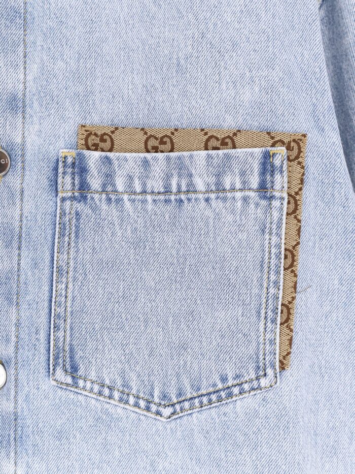 gucci denim shirt with gg insert Gucci Denim Shirt With GG Insert