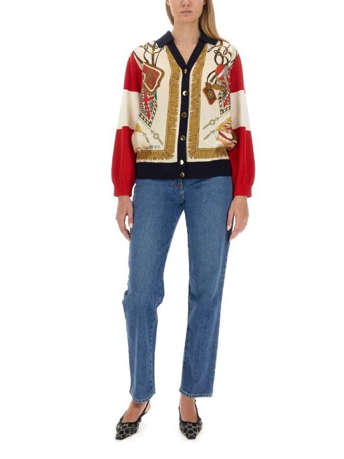 Gucci EXTRA FINE WOOL CARDIGAN WITH PRINT
