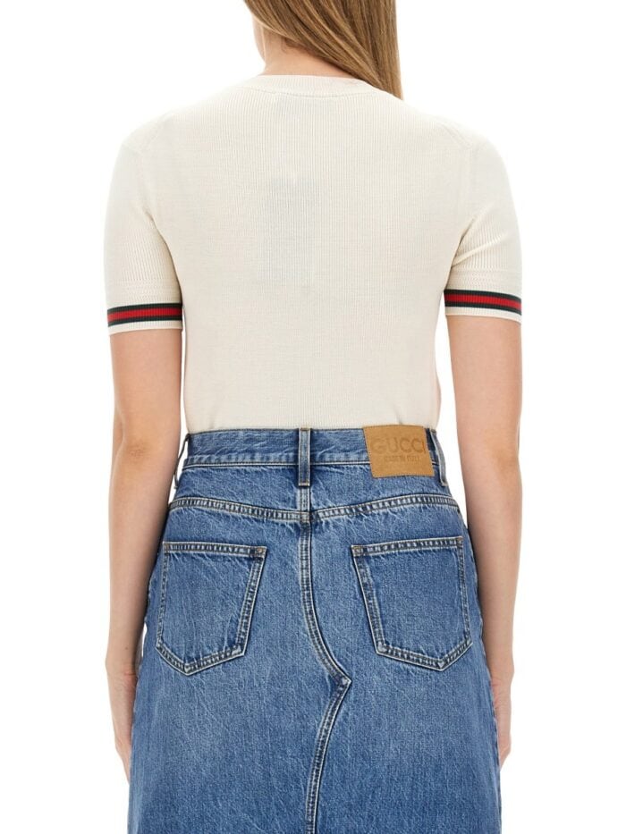 Gucci EXTRAFINE WOOL SWEATER WITH WEB DETAIL