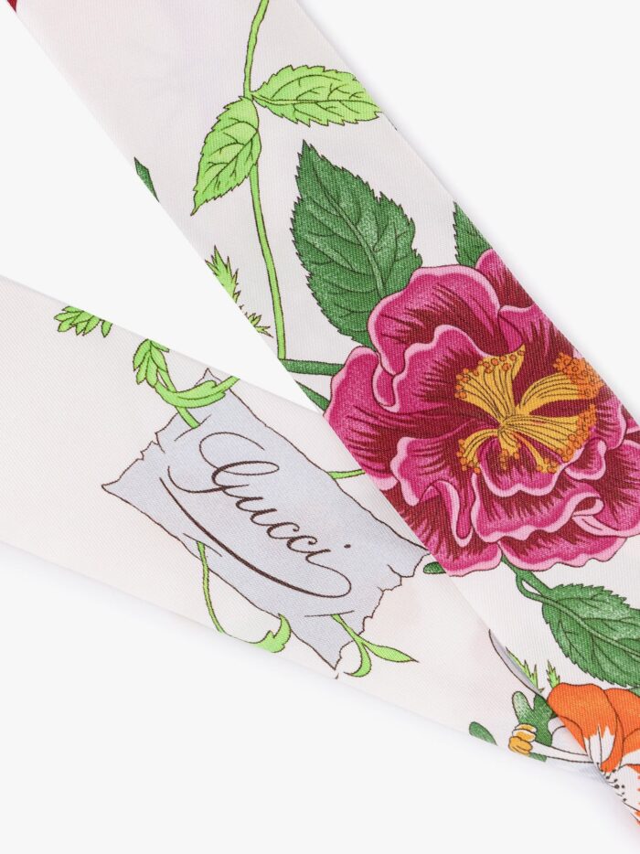 Gucci Flora Printed Silk Twill Neck Bow