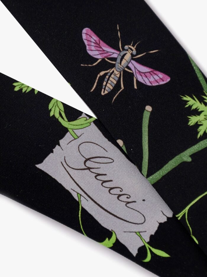 Gucci Flora Printed Silk Twill Neck Bow
