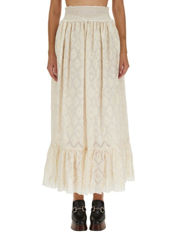 Gucci FLORAL BRODERIE ANGLAISE SKIRT