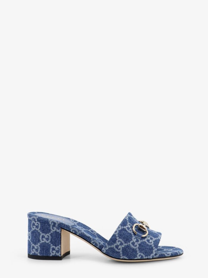 Gucci GG Denim Sandals With Metal Horsebit