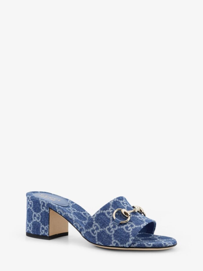 Gucci GG Denim Sandals With Metal Horsebit