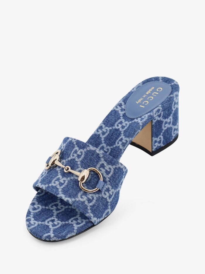 Gucci GG Denim Sandals With Metal Horsebit