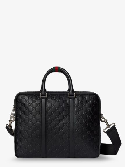 Gucci GG Emblem Leather Briefcase With All-over GG Motif