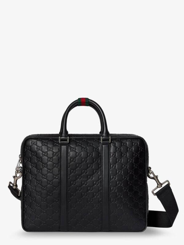 Gucci GG Emblem Leather Briefcase With All-over GG Motif