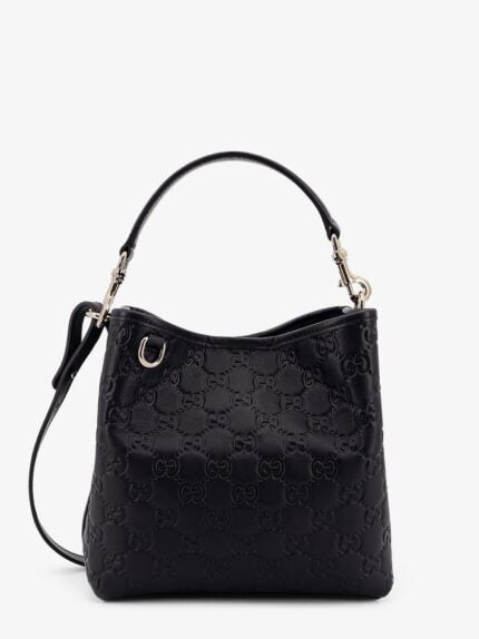 Gucci GG Emblem Leather Bucket Bag