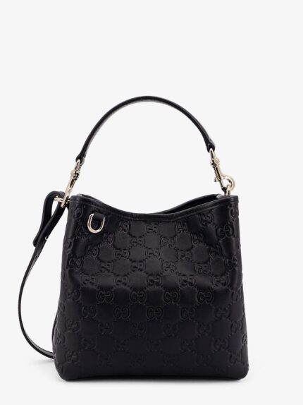 Gucci GG Emblem Leather Bucket Bag