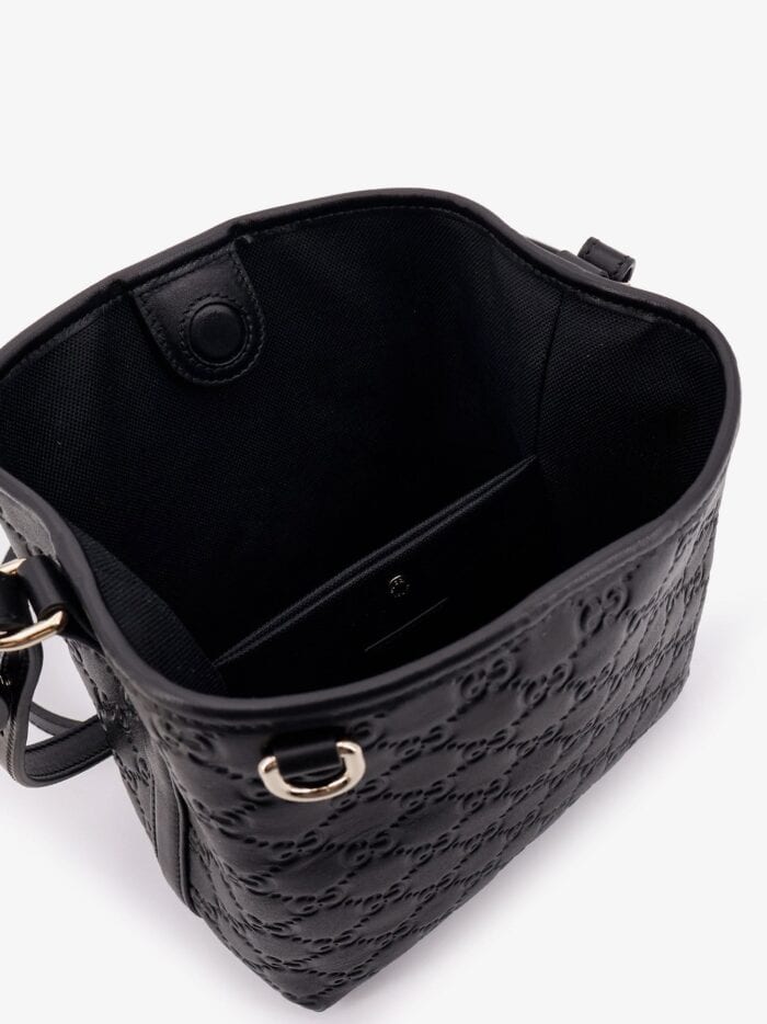 Gucci GG Emblem Leather Bucket Bag
