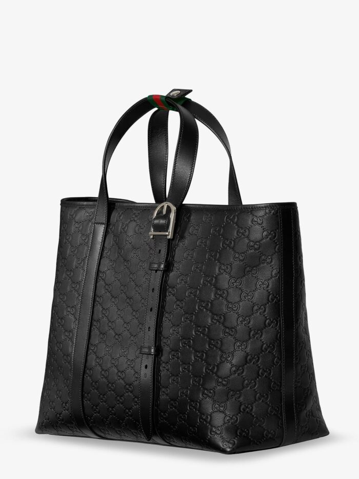 Gucci GG Emblem  Leather Shopping Bag With Embossed GG Motif