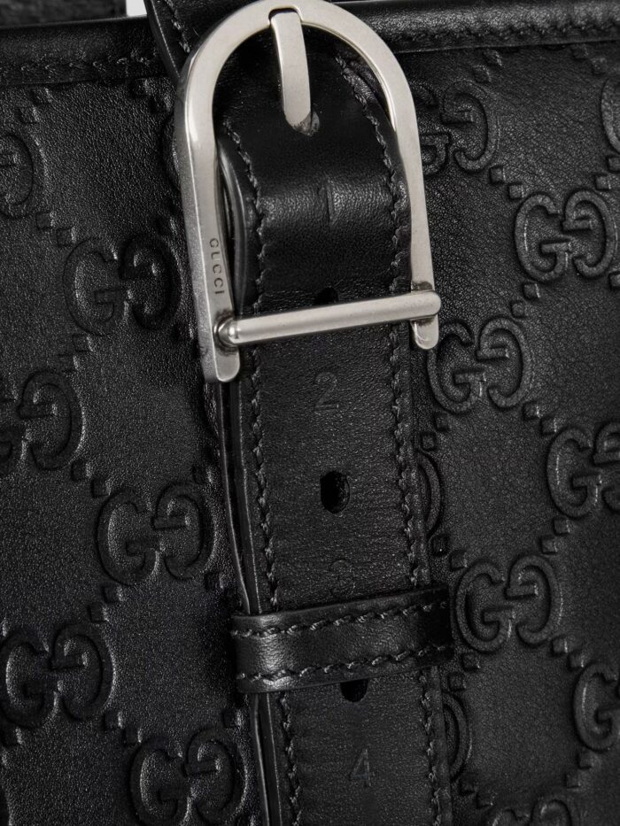 Gucci GG Emblem  Leather Shopping Bag With Embossed GG Motif