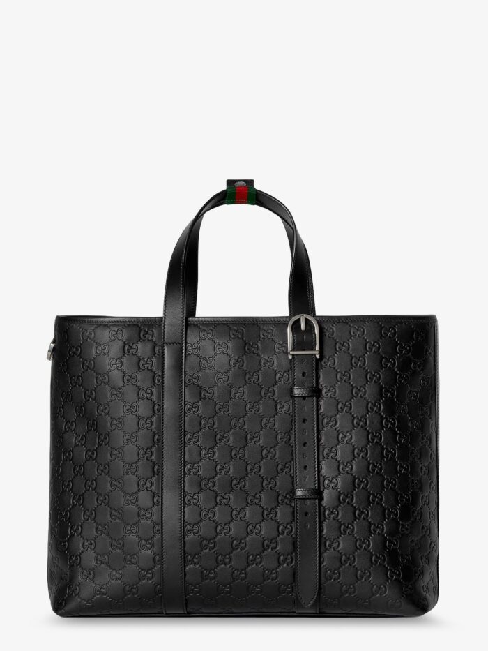 Gucci GG Emblem  Leather Shopping Bag With Embossed GG Motif