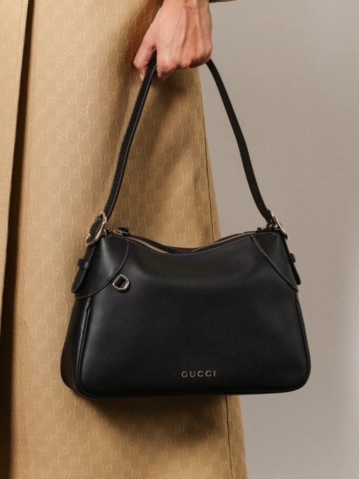 Gucci GG Emblem Leather Shoulder Bag