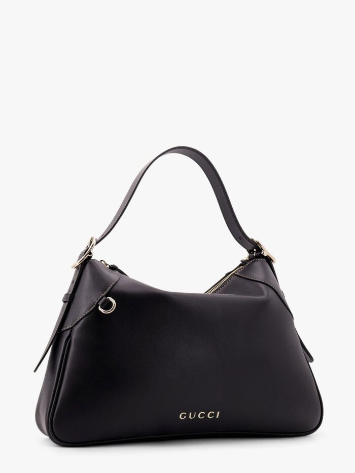 Gucci GG Emblem Leather Shoulder Bag With Frontal Logo
