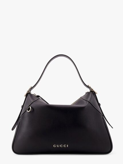 Gucci GG Emblem Leather Shoulder Bag With Frontal Logo