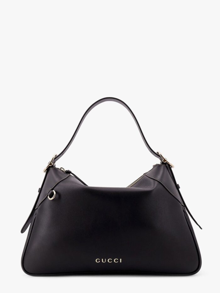 Gucci GG Emblem Leather Shoulder Bag With Frontal Logo