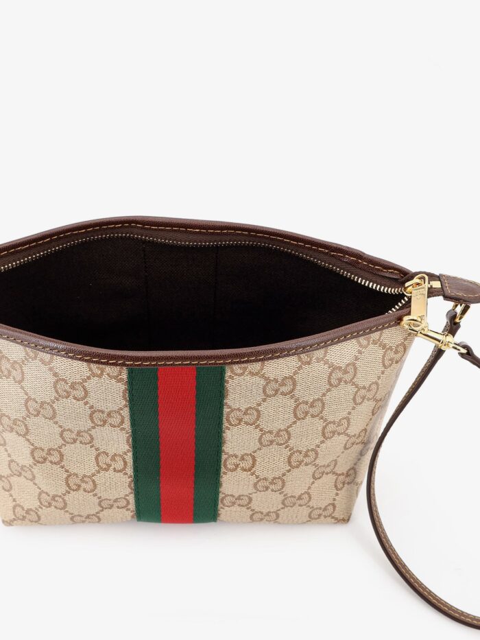 Gucci GG Fabric Clutch With Nastro Web On The Front