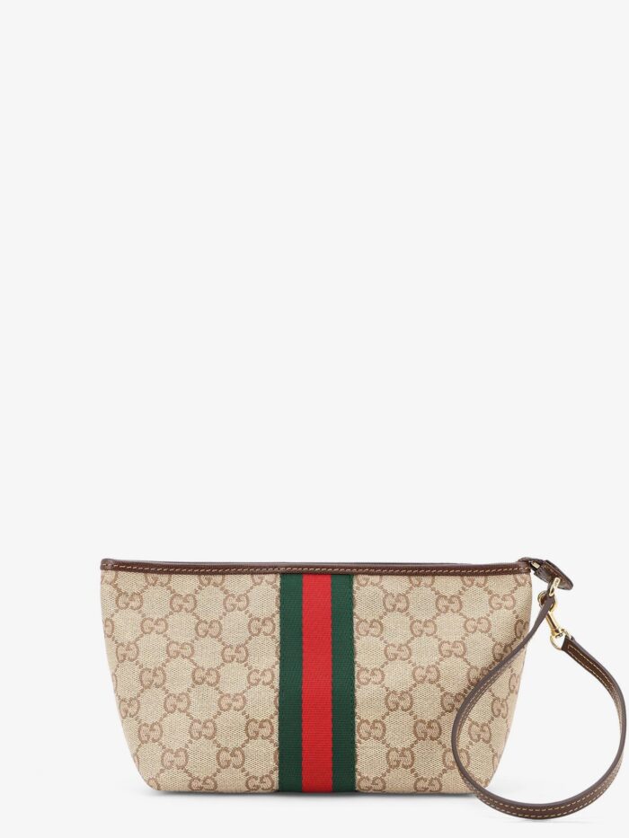 Gucci GG Fabric Clutch With Nastro Web On The Front