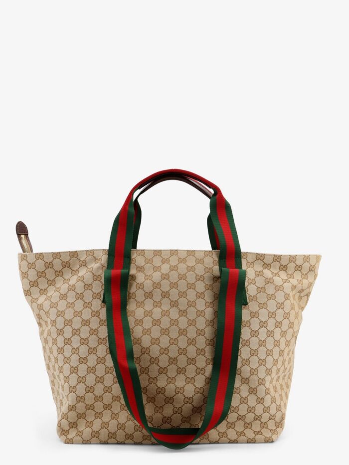 Gucci GG Fabric Shopping Bag With Nastro Web Handle Detail