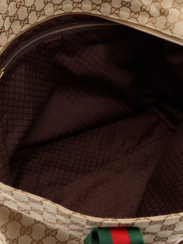 Gucci GG Fabric Shopping Bag With Nastro Web Handle Detail