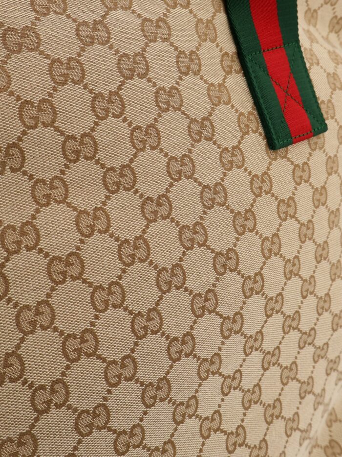 Gucci GG Fabric Shopping Bag With Nastro Web Handle Detail